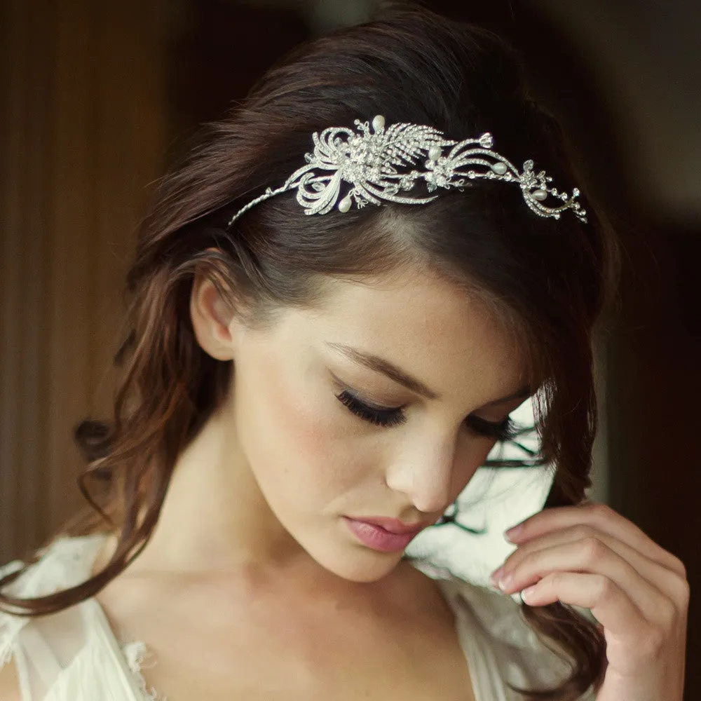 SassB Lillian Crystal and Pearl Side Tiara