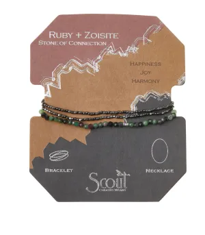 Scout Delicate Stone Wrap Bracelet / Necklace - Ruby Zoisite - Stone of Connection