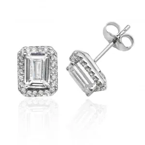 Silver & Co Claw Set Halo Cut CZ Stud Earrings SEG0027CZ