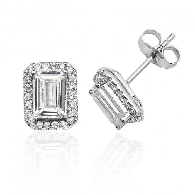 Silver & Co Claw Set Halo Cut CZ Stud Earrings SEG0027CZ