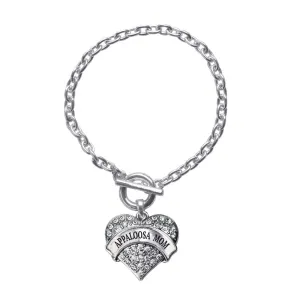 Silver Appaloosa Mom Pave Heart Charm Toggle Bracelet