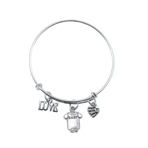 Silver Baby Onesie Charm Wire Bangle Bracelet