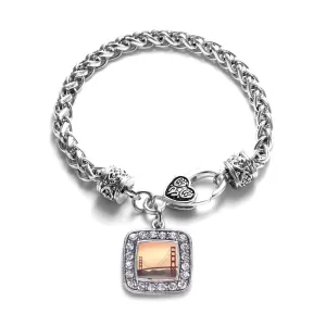 Silver Baker Beach Square Charm Braided Bracelet