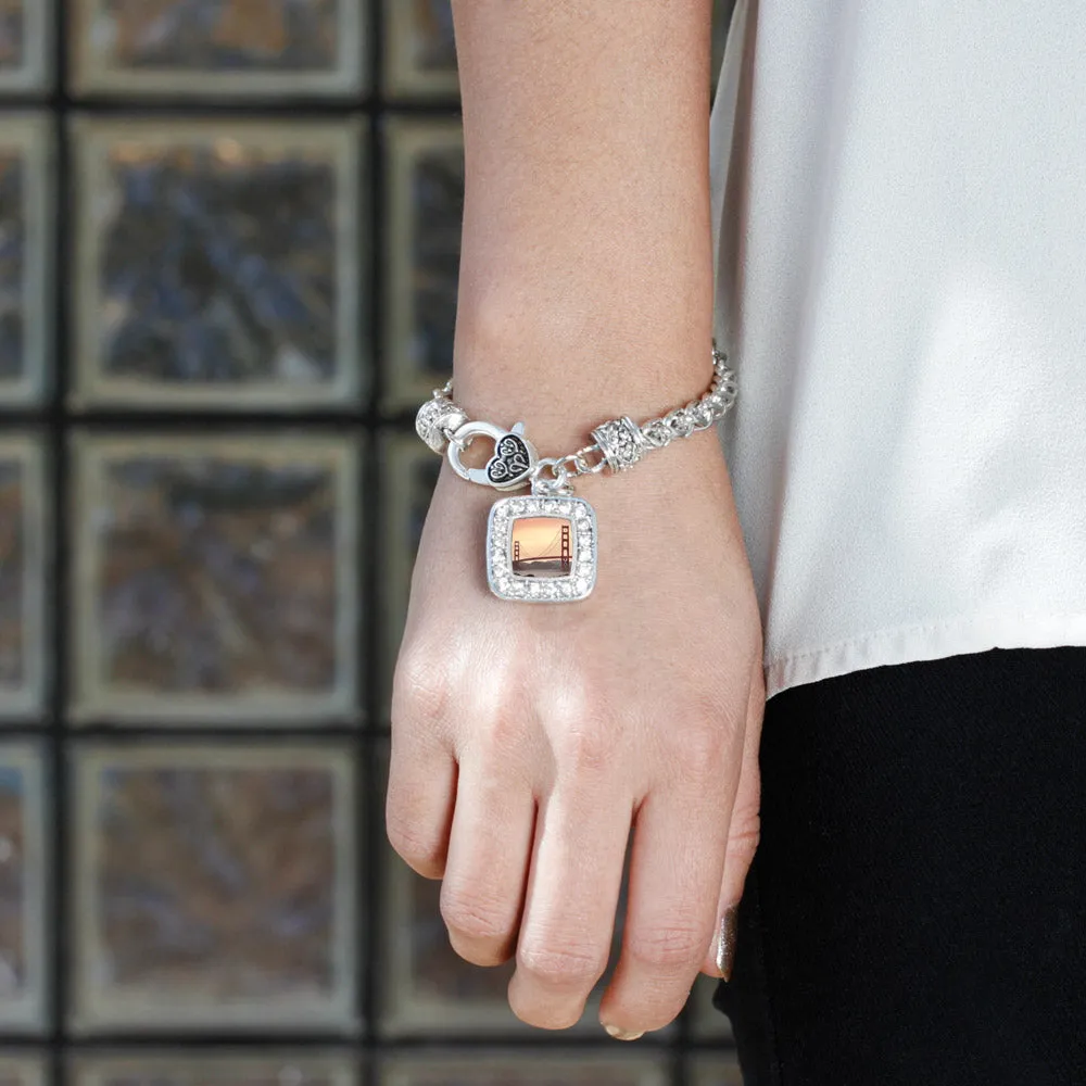 Silver Baker Beach Square Charm Braided Bracelet