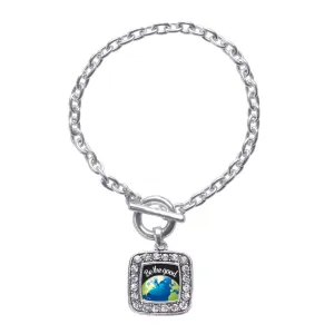 Silver Be The Good Square Charm Toggle Bracelet