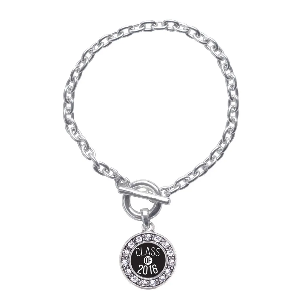 Silver Class of 2016 Circle Charm Toggle Bracelet