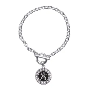 Silver Class of 2017 Circle Charm Toggle Bracelet