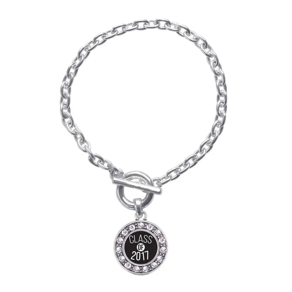 Silver Class of 2017 Circle Charm Toggle Bracelet