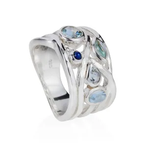 Silver Cocktail Ring Liana Blue Gemstones Silver Cocktail Ring Liana Blue Gemstones