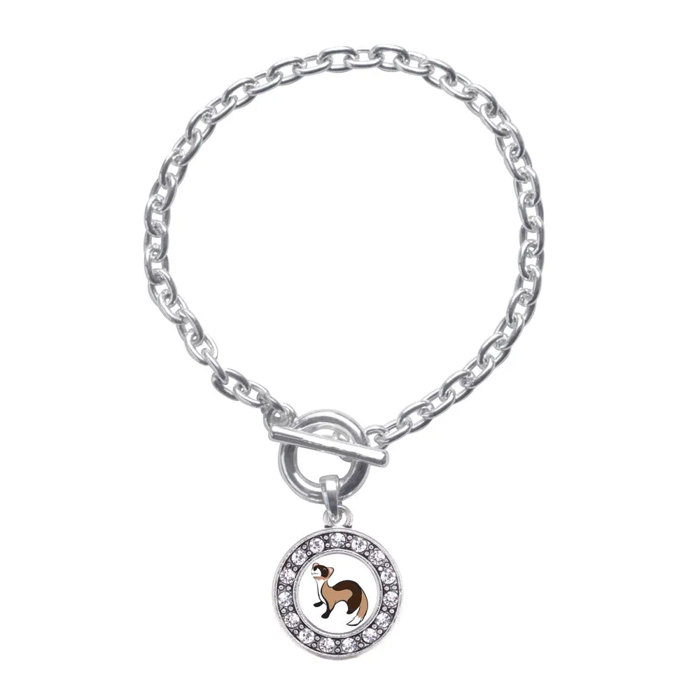 Silver Ferret Circle Charm Toggle Bracelet