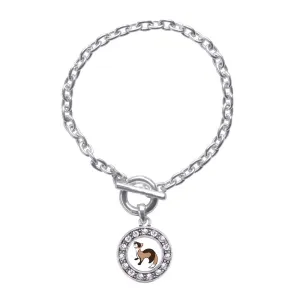 Silver Ferret Circle Charm Toggle Bracelet