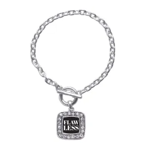 Silver Flawless Square Charm Toggle Bracelet