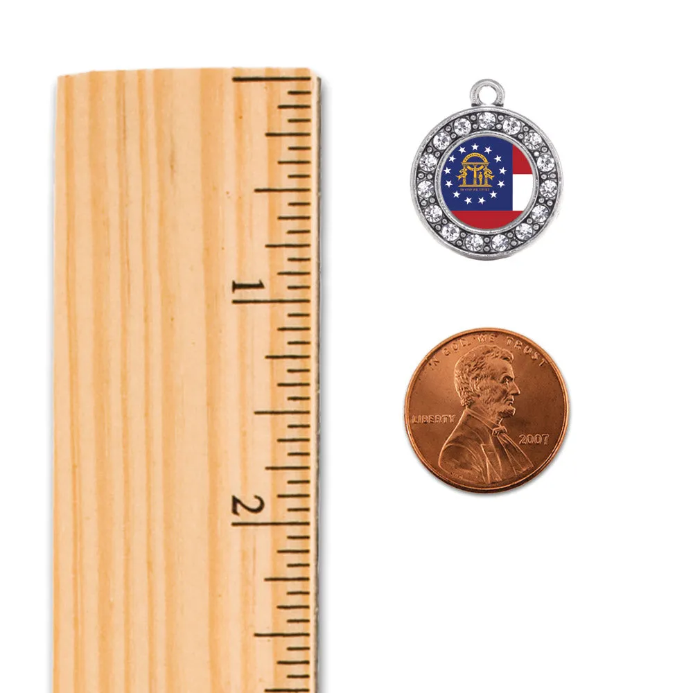 Silver Georgia Flag Circle Charm Toggle Bracelet