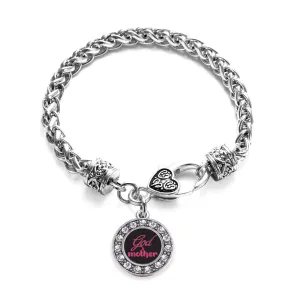 Silver Godmother Circle Charm Braided Bracelet