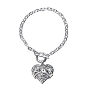 Silver Jacksonville Pave Heart Charm Toggle Bracelet