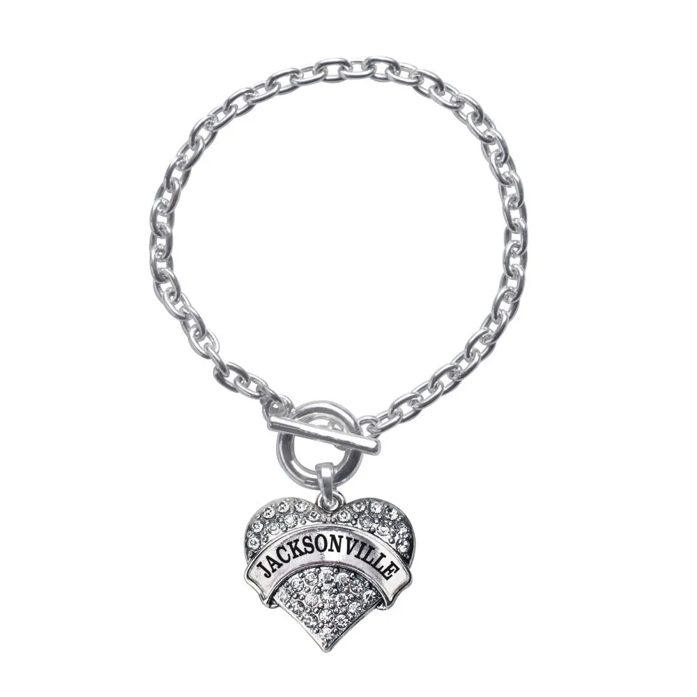 Silver Jacksonville Pave Heart Charm Toggle Bracelet