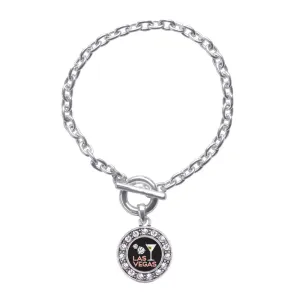 Silver Las Vegas Circle Charm Toggle Bracelet