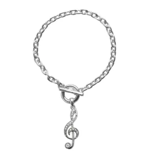 Silver Musical Note Charm Toggle Bracelet