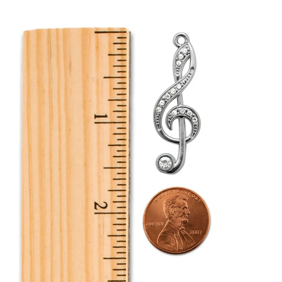 Silver Musical Note Charm Toggle Bracelet