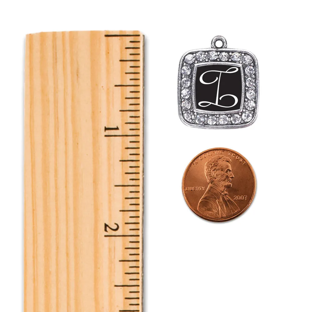 Silver My Script Initials - Letter I Square Charm Toggle Bracelet