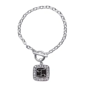Silver My Script Initials - Letter I Square Charm Toggle Bracelet