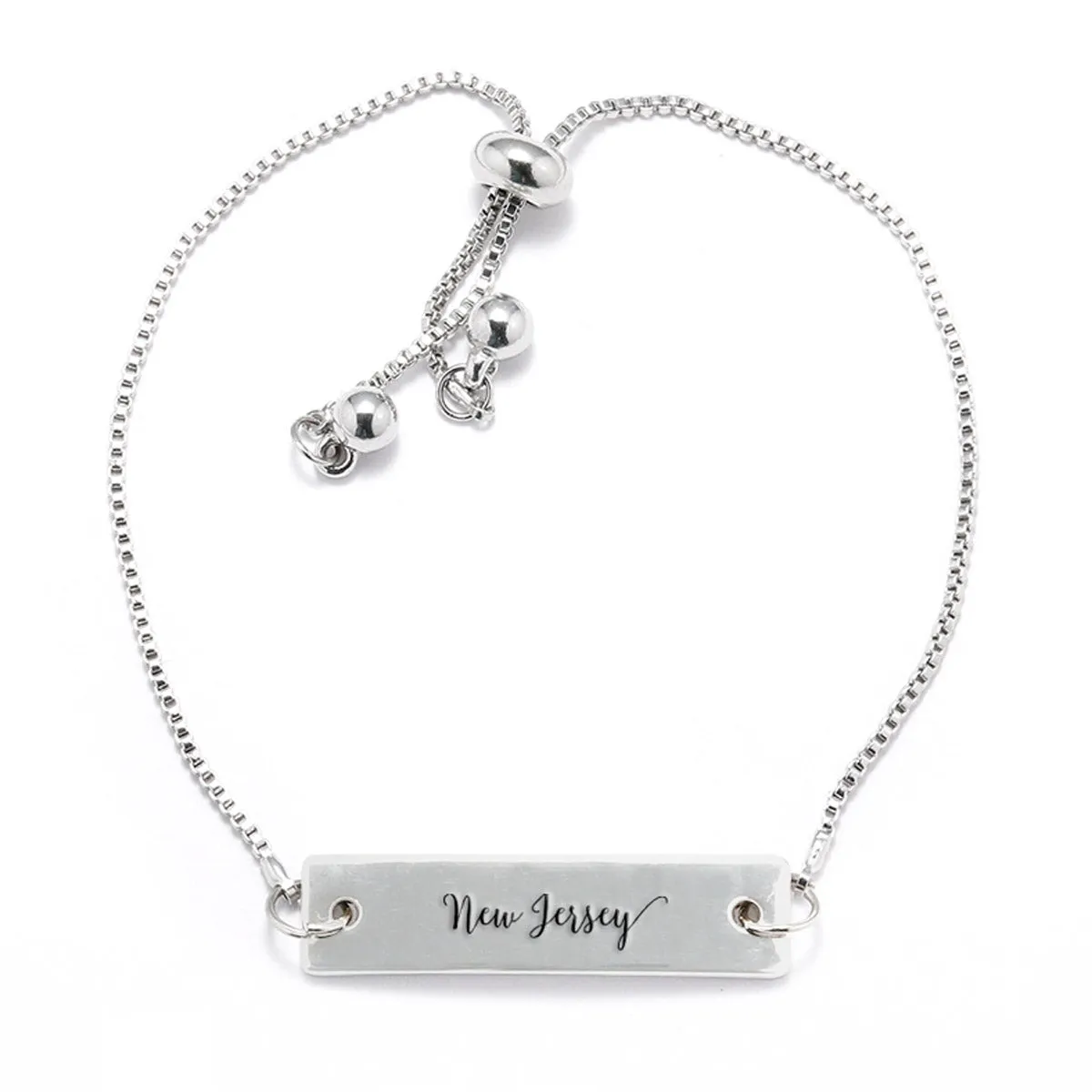 Silver New Jersey Adjustable Bar Bracelet