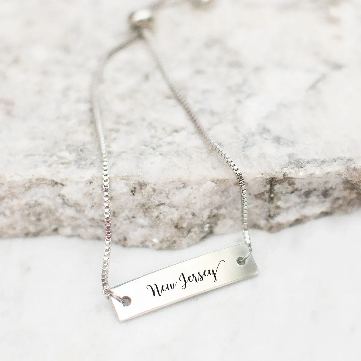 Silver New Jersey Adjustable Bar Bracelet