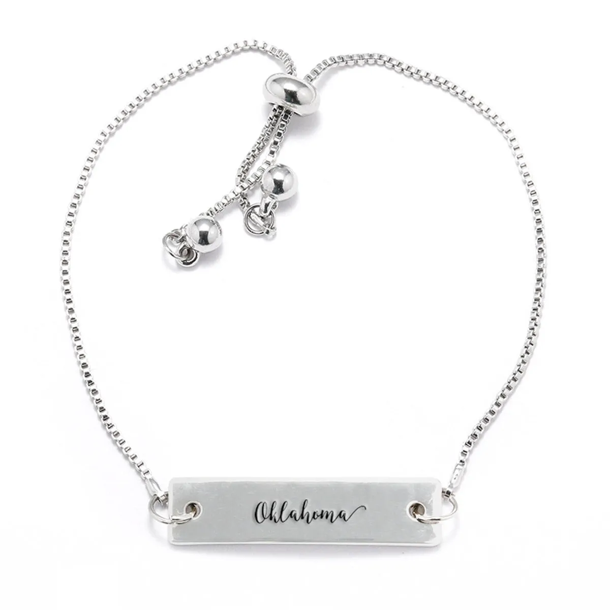 Silver Oklahoma Adjustable Bar Bracelet