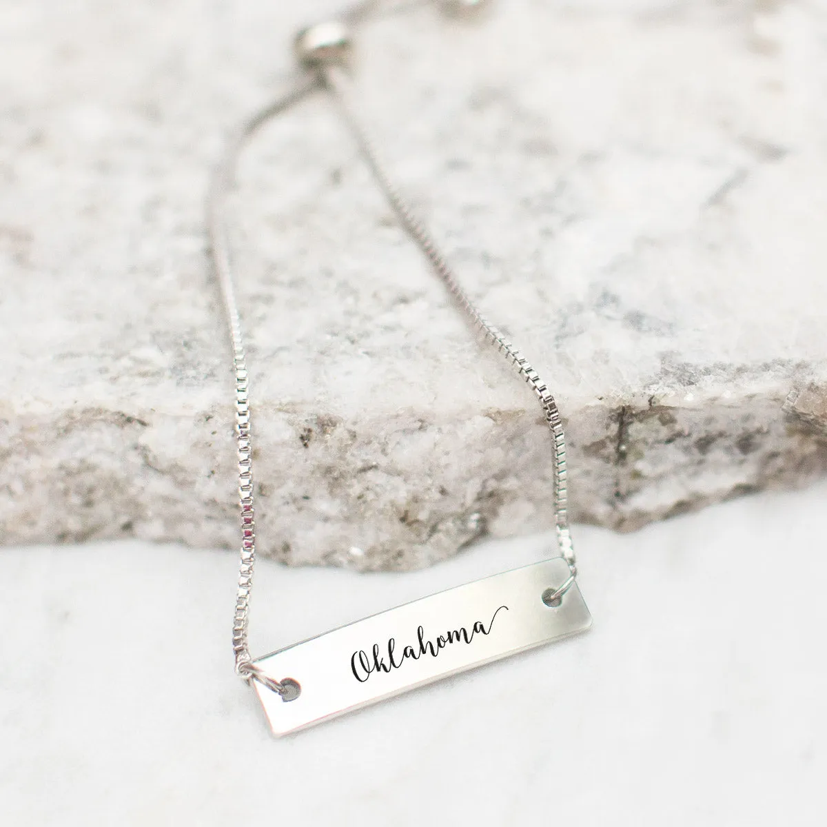 Silver Oklahoma Adjustable Bar Bracelet