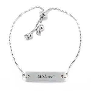 Silver Oklahoma Adjustable Bar Bracelet
