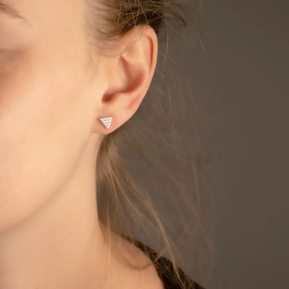 Silver Pavé Triangle Studs