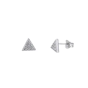 Silver Pavé Triangle Studs