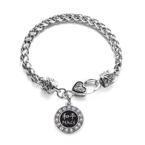 Silver Peace In Chinese Circle Charm Braided Bracelet