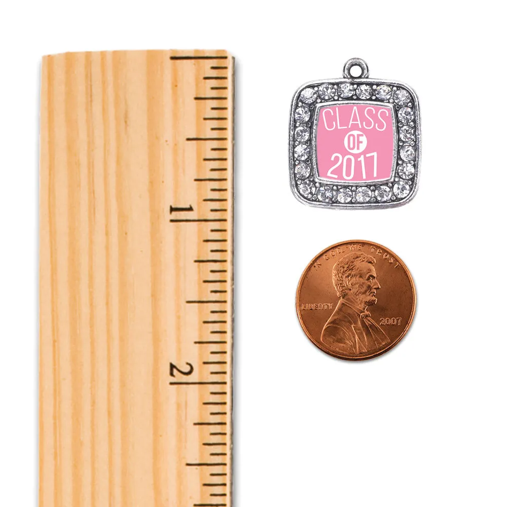 Silver Pink Class of 2017 Square Charm Toggle Bracelet