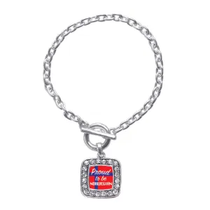 Silver Proud to be Norwegian Square Charm Toggle Bracelet