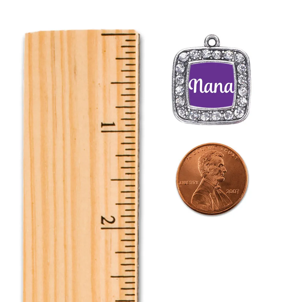 Silver Purple Nana Square Charm Braided Bracelet