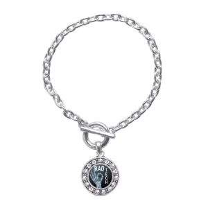 Silver Rad Tech Circle Charm Toggle Bracelet