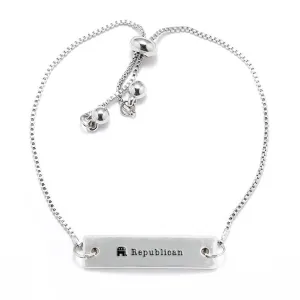 Silver Republican Adjustable Bar Bracelet