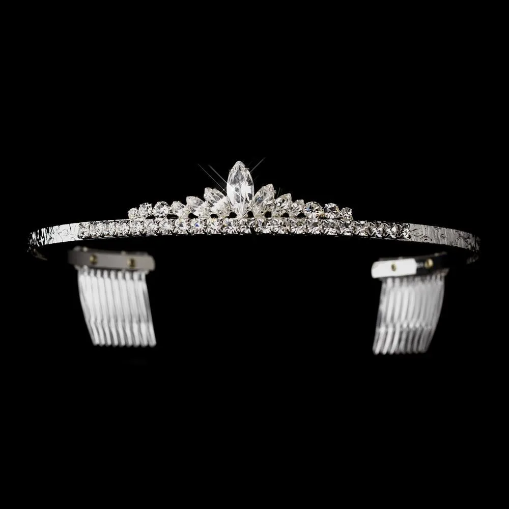 Silver Round & Navette Tiara Hair Comb