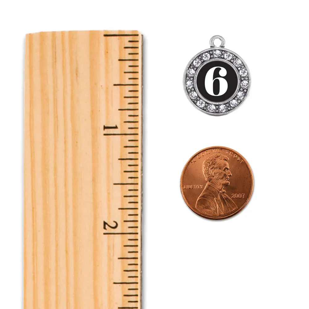 Silver Softball - Sports Number 6 Circle Charm Toggle Bracelet