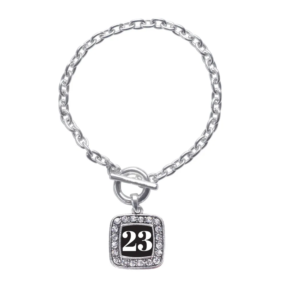 Silver Sport Number 23 Square Charm Toggle Bracelet