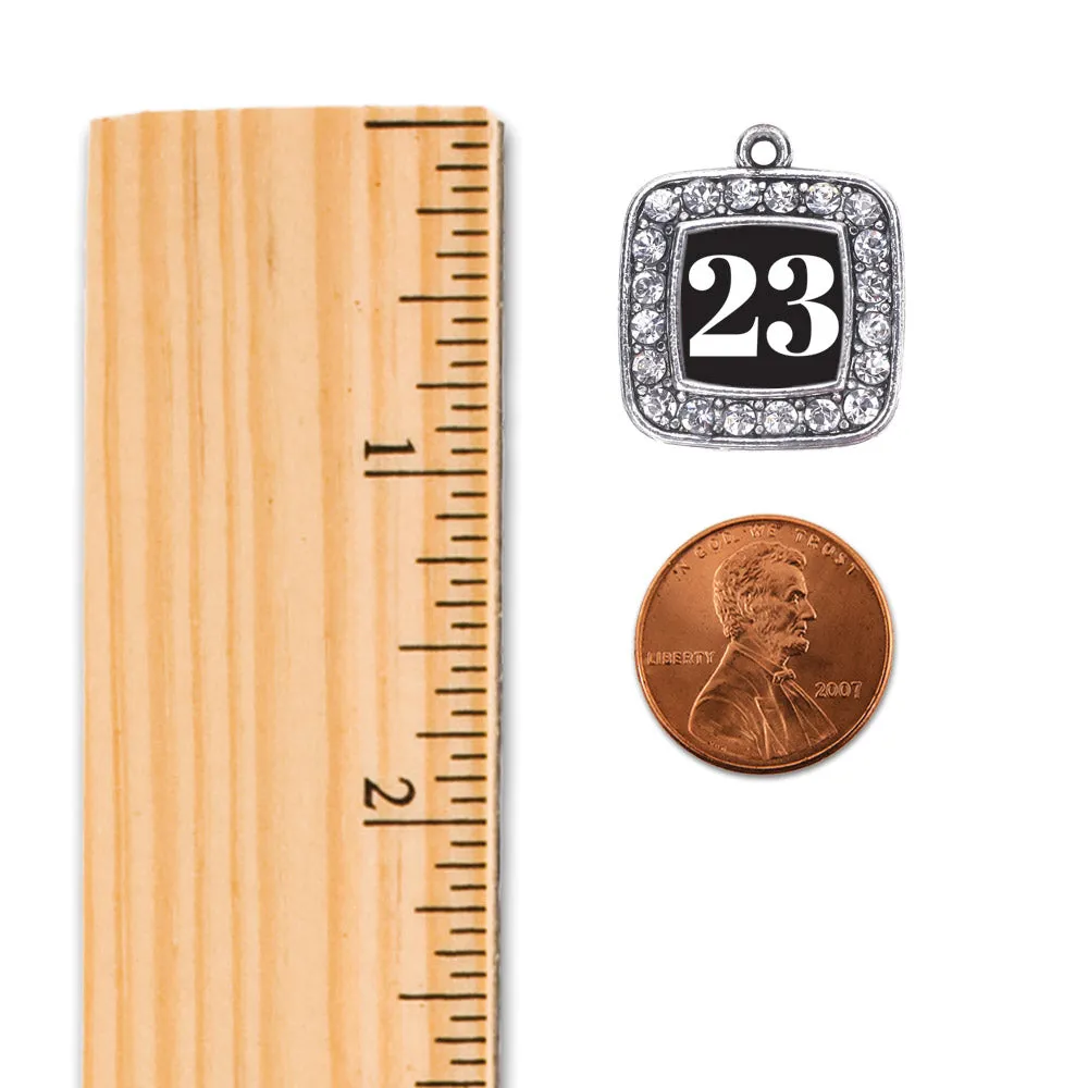 Silver Sport Number 23 Square Charm Toggle Bracelet