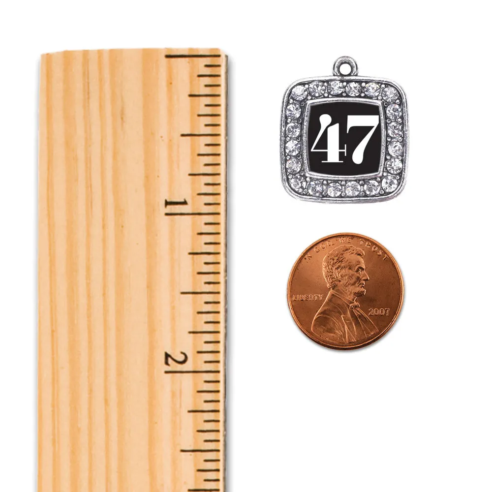 Silver Sport Number 47 Square Charm Toggle Bracelet