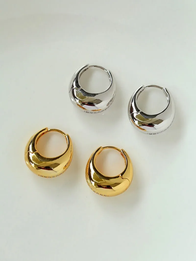 Simple Retro U-shaped Gold and Silver Diamond Earrings