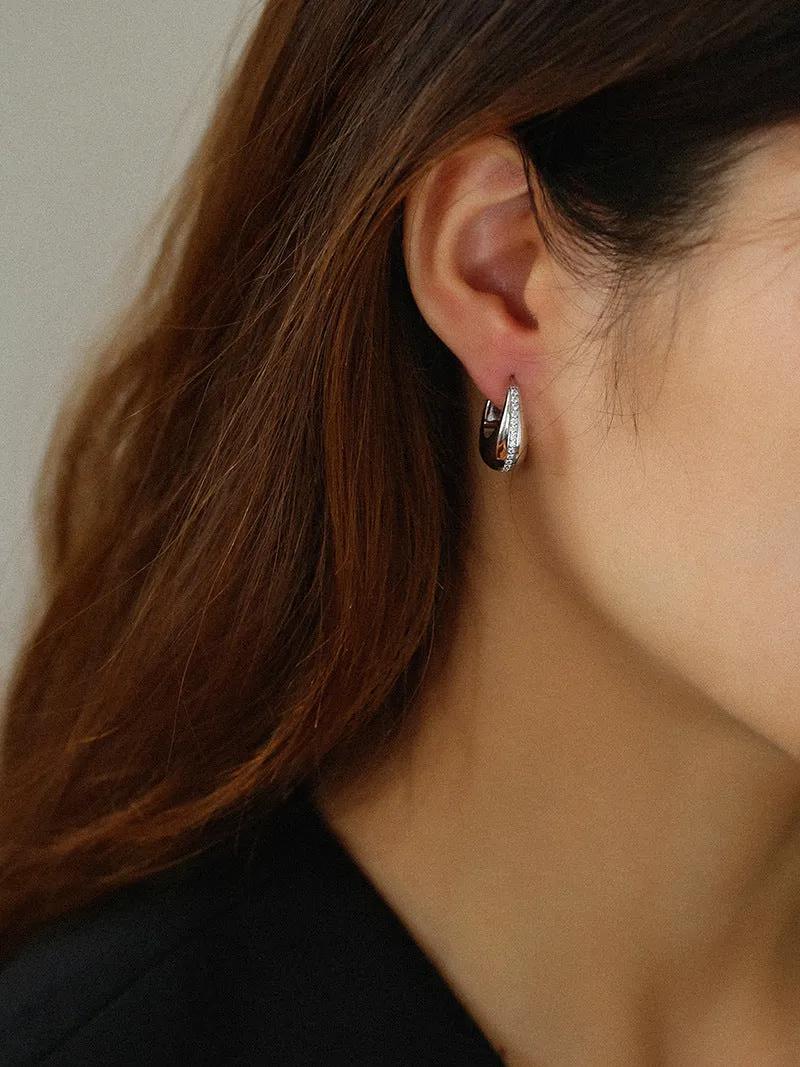 Simple Retro U-shaped Gold and Silver Diamond Earrings