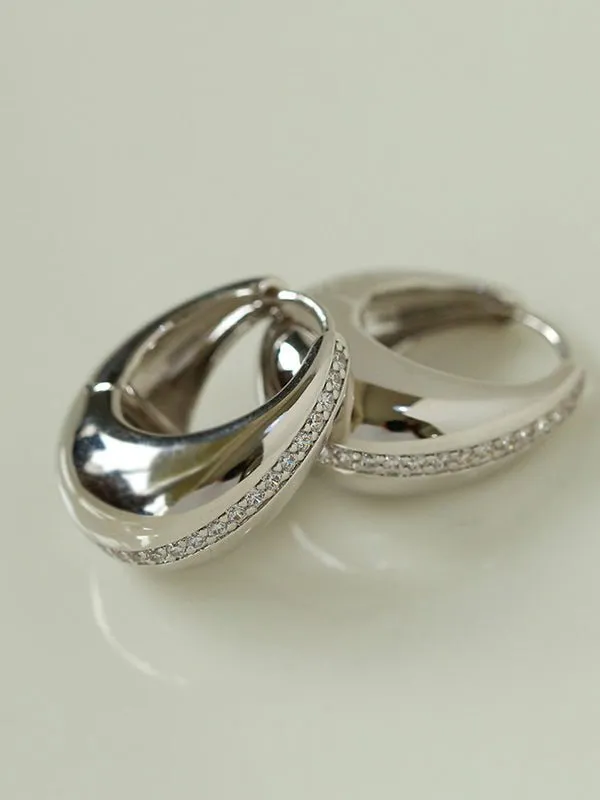 Simple Retro U-shaped Gold and Silver Diamond Earrings