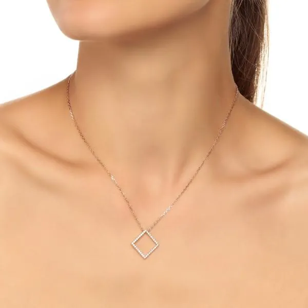 Square Round Diamond Pendant