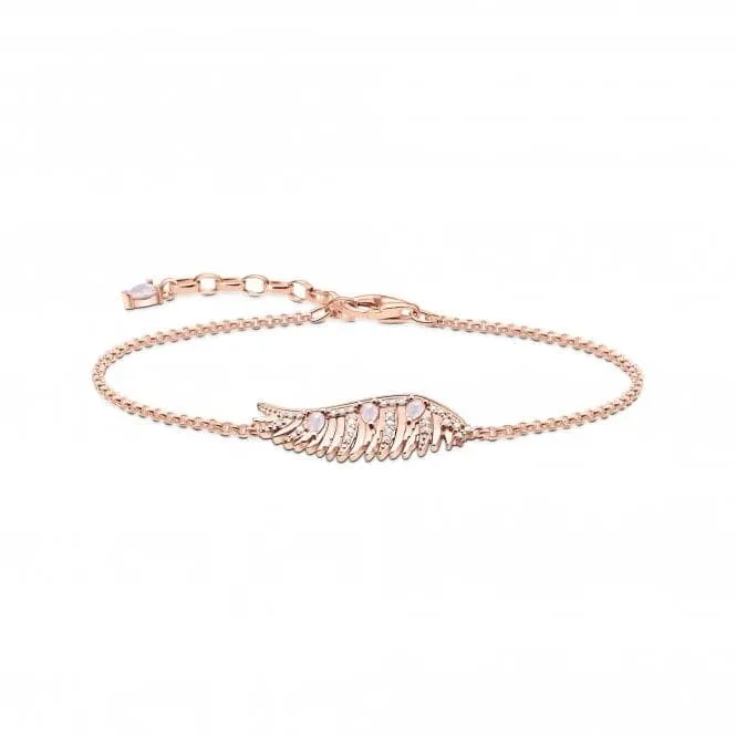 Sterling Silver Rose Gold Plated Pink Stones Phoenix Wing Bracelet A2070-323-9-L19V
