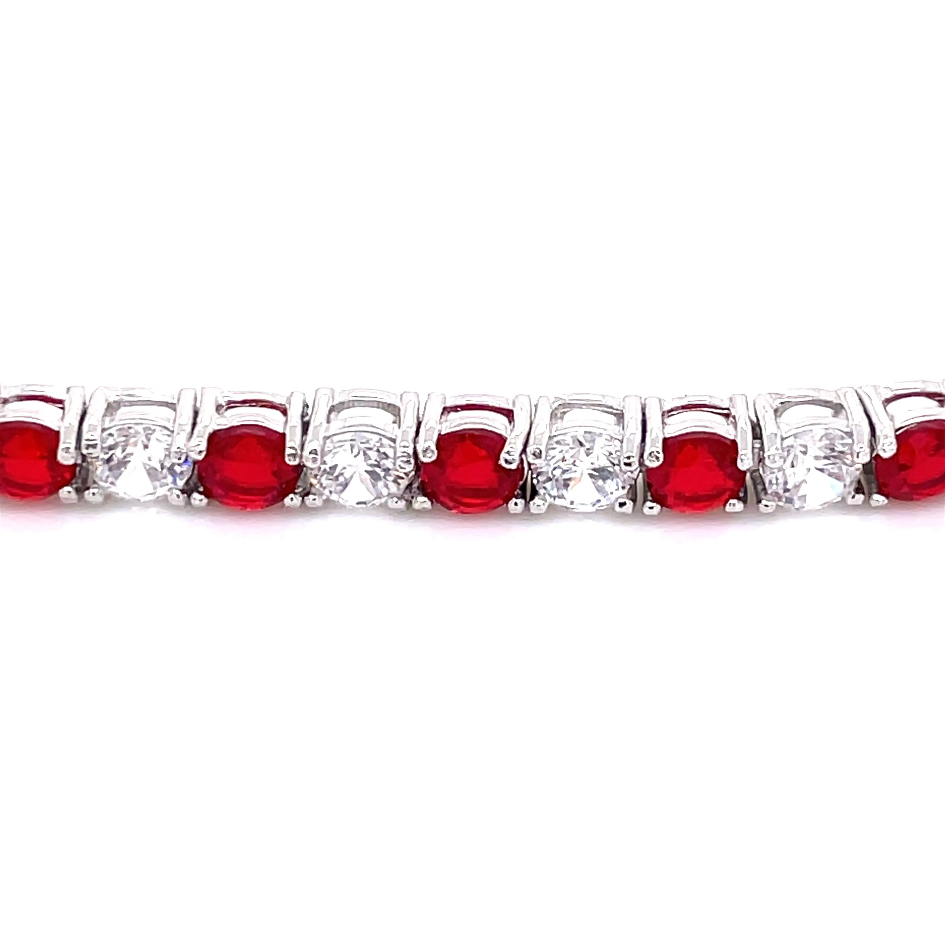 Sterling Silver Ruby & White CZ Tennis Bracelet