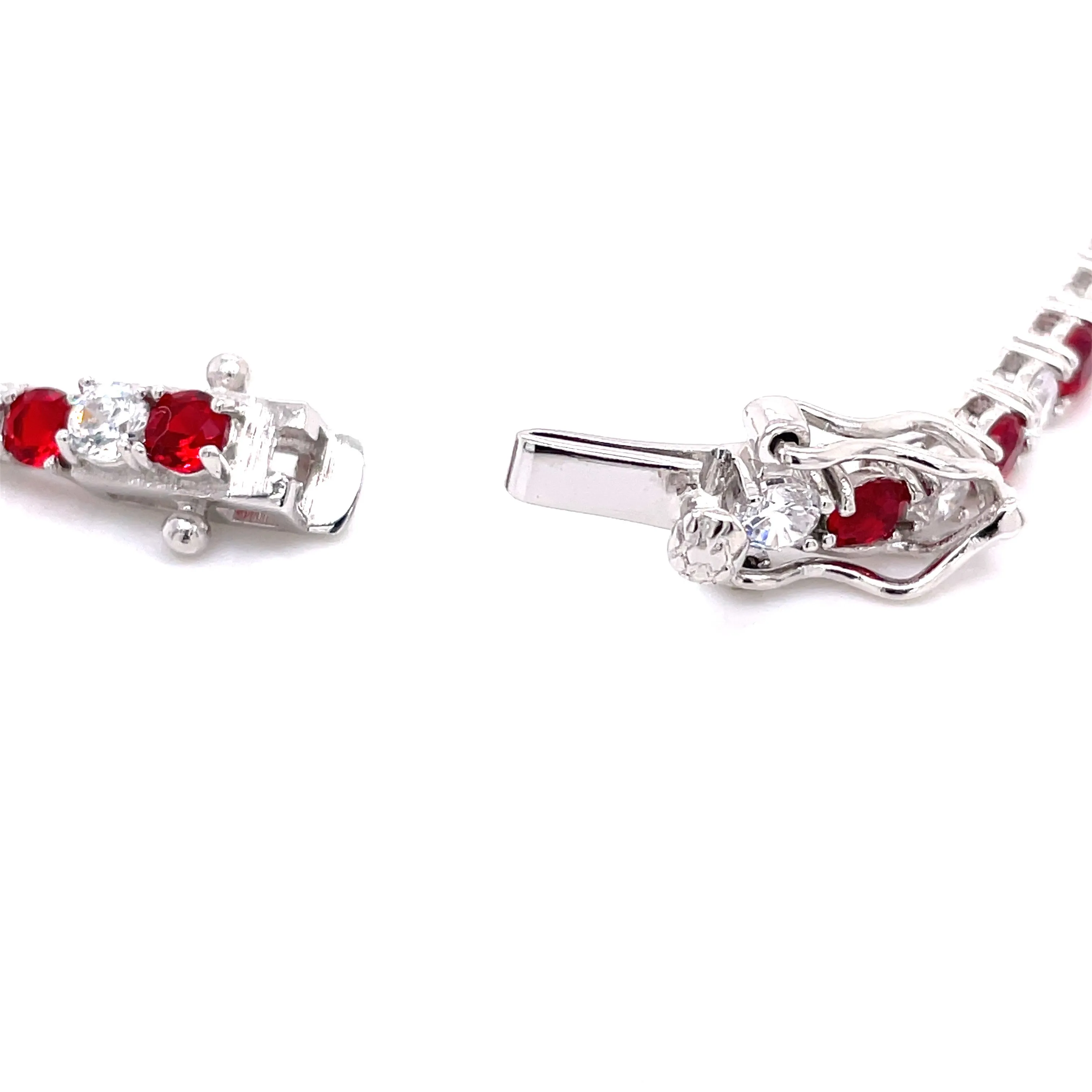 Sterling Silver Ruby & White CZ Tennis Bracelet